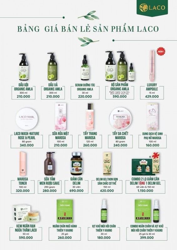 Các Sản Phẩm Của Laco 13 Bảng Giá Bán Lẻ Các Sản Phẩm Mỹ Phẩm Laco